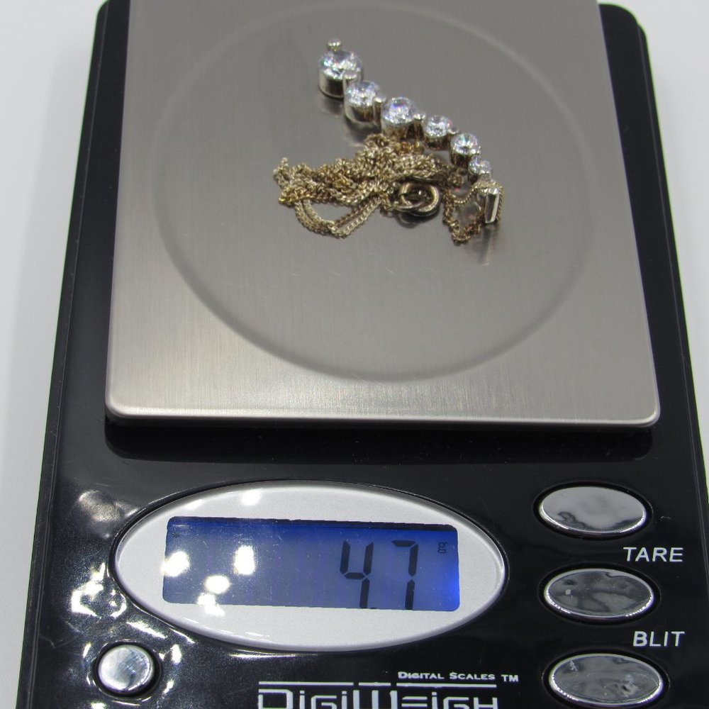 19" Sterling Tiered Style CZ Diamond Necklace - Picture 6 of 6